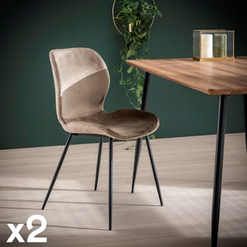 Chaise en velours sable MELBOURNE (lot de 2)