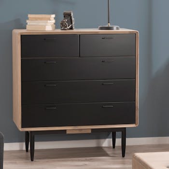 Commode noire bois massif PALMEIRA