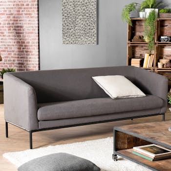 Canapé 3 places tissu gris taupe STOCKHOLM