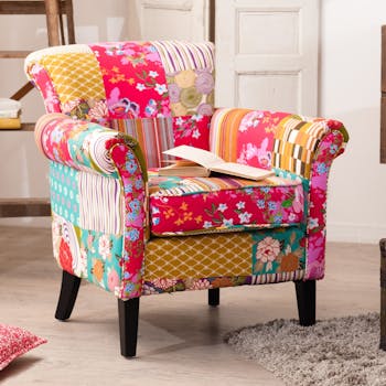Fauteuil patchwork tissu BOHEME 75X76X79cm