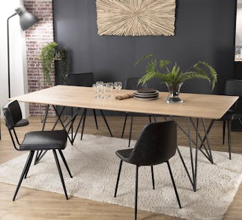 Table à manger bois de chêne pieds épingle 220x100 PANAMA