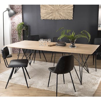 Table à manger bois de chêne pieds épingle 220x100 PANAMA