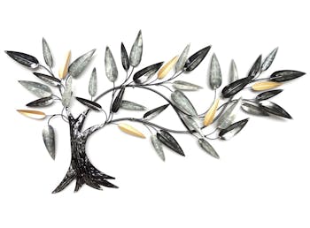 Décoration murale arbre stylisé gris argenté