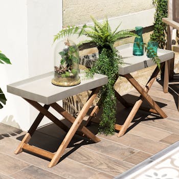 Desserte de jardin pliante effet béton SUMMER PM (set de 2)