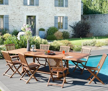 Table de jardin extensible en Teck huilé massif 200/300x120x75cm MACAO