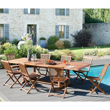 Table de jardin extensible en Teck huilé massif 200/300x120x75cm MACAO