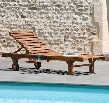 Bain de soleil transat jardin en teck huilé 205cm MACAO