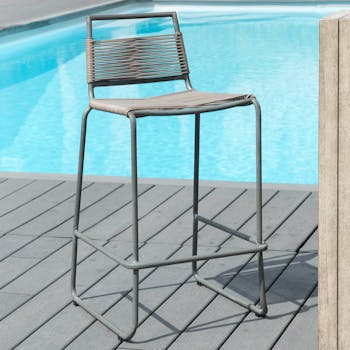 Tabouret de Bar Jardin cordage fibre synthétique acier DETROIT ref. 30020818