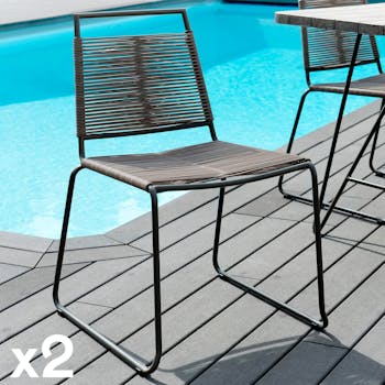 Chaise de jardin empilable cordage DETROIT (lot de 2)