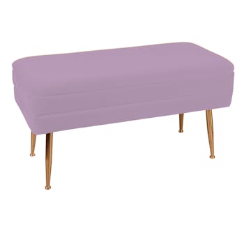 Banquette 2 places tissu rose pieds dorés