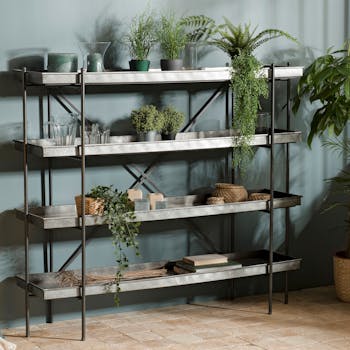 Etagère industrielle 4 niveaux métal zinc BOSTON