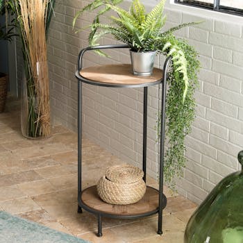 Table d'appoint ronde bois de sapin en marqueterie BOSTON