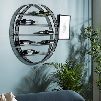 Range-bouteilles mural rond en métal 9 bouteilles BOSTON