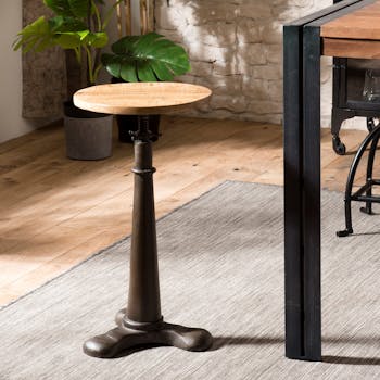 Tabouret industriel réglable bois recyclé métal LIVERPOOL