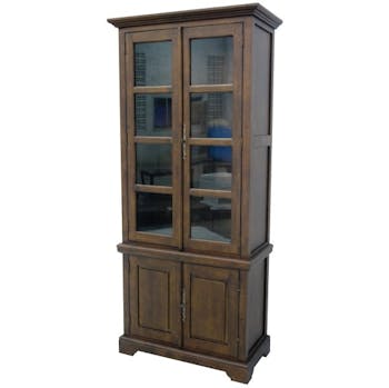 Bibliothèque vitrée 4 portes hévéa 90x45x205cm TRADITION