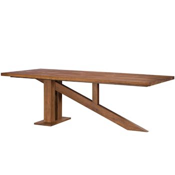 Table à manger moderne piètement oblique chêne massif 200 cm OKA