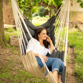 Fauteuil suspendu beige et gris CALIFORNIA