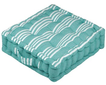 Coussin de sol vert émeraude à rayures