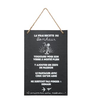 Plaque message ardoise "Bonheur"