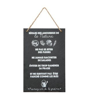 Plaque message ardoise "La Nature"