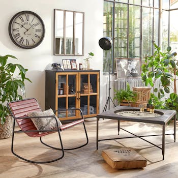 Buffet bois et métal portes vitrées