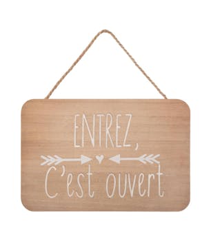 Plaque de porte "Entrez, c'est ouvert"