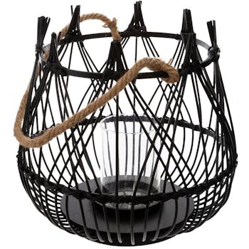 Lanterne panier tressé noir