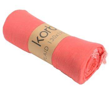 Plaid bicolore corail 130 x 170 cm