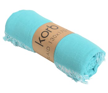 Plaid bicolore turquoise 130 x 170 cm