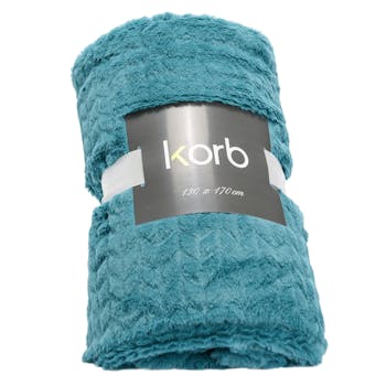 Plaid bleu à motif chevrons 130 x 170 cm