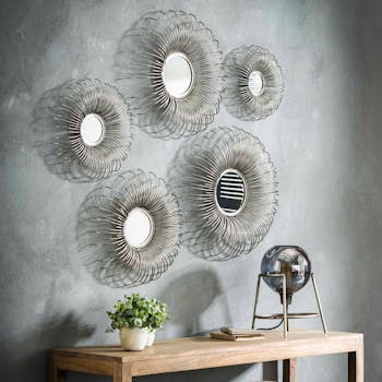 Miroir décoratif en métal forme soleil (5 pièces) TRIBECA