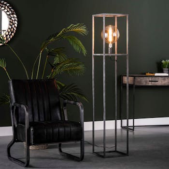 Lampadaire industriel graphique cadre argent vieilli RALF