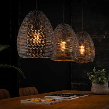 Suspension contemporaine 3 lampes ovales effet maille TRIBECA