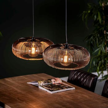 Suspension contemporaine 2 lampes style disques RALF