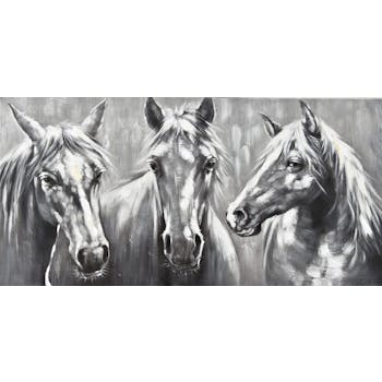 Tableau animaux 3 chevaux gris