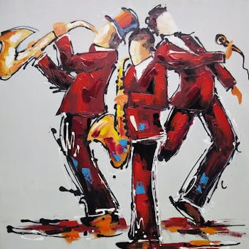 Tableau musique 3 musiciens en concert