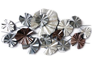 Décoration murale en métal feuilles irisées 3 couleurs