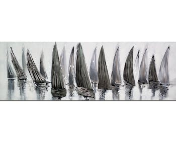 Tableau bateaux gris effet métal