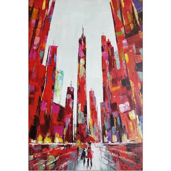 Tableau urbain buildings rouges