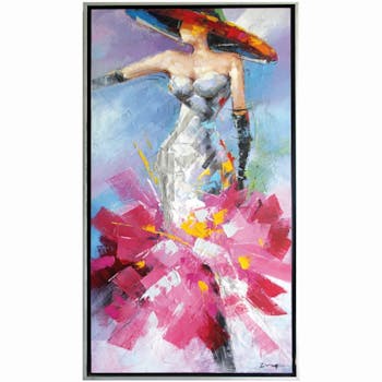 Tableau silhouette femme robe fuchsia