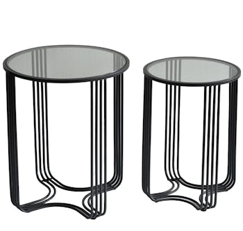 Bout de canapé verre métal rond HIMALAYA (lot de 2)