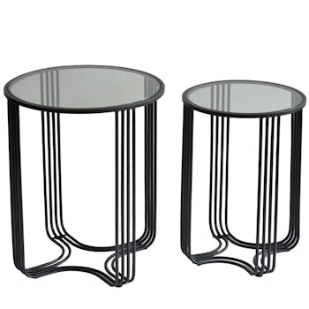 Bout de canapé verre métal rond HIMALAYA (lot de 2)