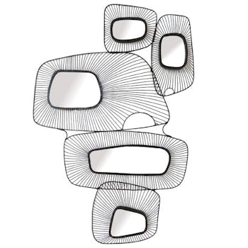 Décoration murale abstraite miroir et fils métalliques