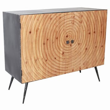 Buffet salon bois métal vieilli spirale GALENA