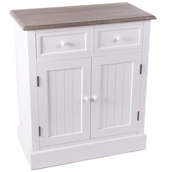 Meuble de rangement blanc bois 2 tiroirs 2 portes ETRETAT
