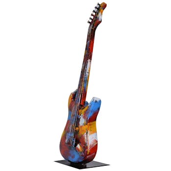 Objet déco salon guitare basse métal peint