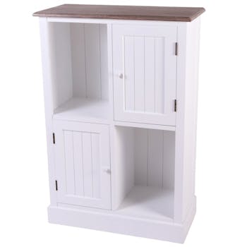 Meuble de rangement blanc bois 2 niches 2 portes ETRETAT