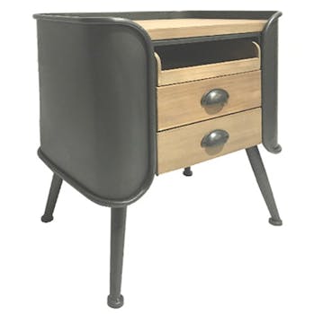Table de chevet industrielle 2 tiroirs CAIRNS