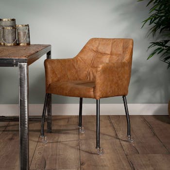 Fauteuil de table à roulettes empiècements beiges LUCKNOW