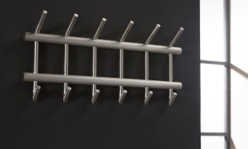 Portemanteau inox brossé forme tube 2 barres 12 crochets